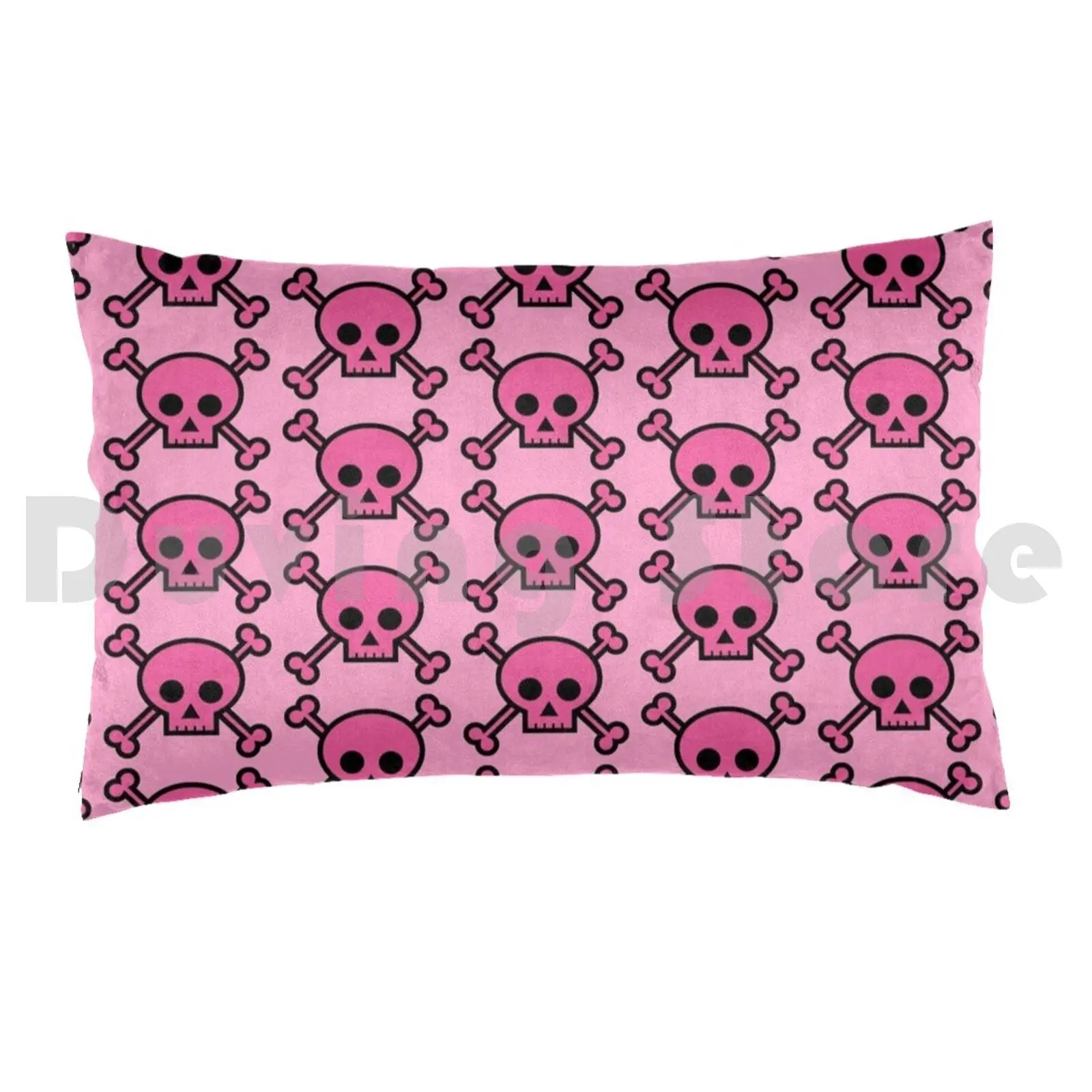 Pink Skull And Crossbones Emo Girl Pillow Case Printed 35x50 Pink Punk Rock Emo Skull Skulls Pattern Cute - view 2