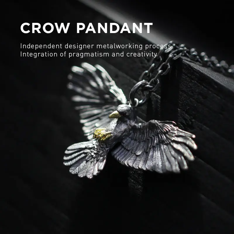 Silver Plated Animal Eagle Pendant Necklace Vintage Crow Pendant Punk Gothic Men and Women Hip Hop Party Jewelry Birthday Gift