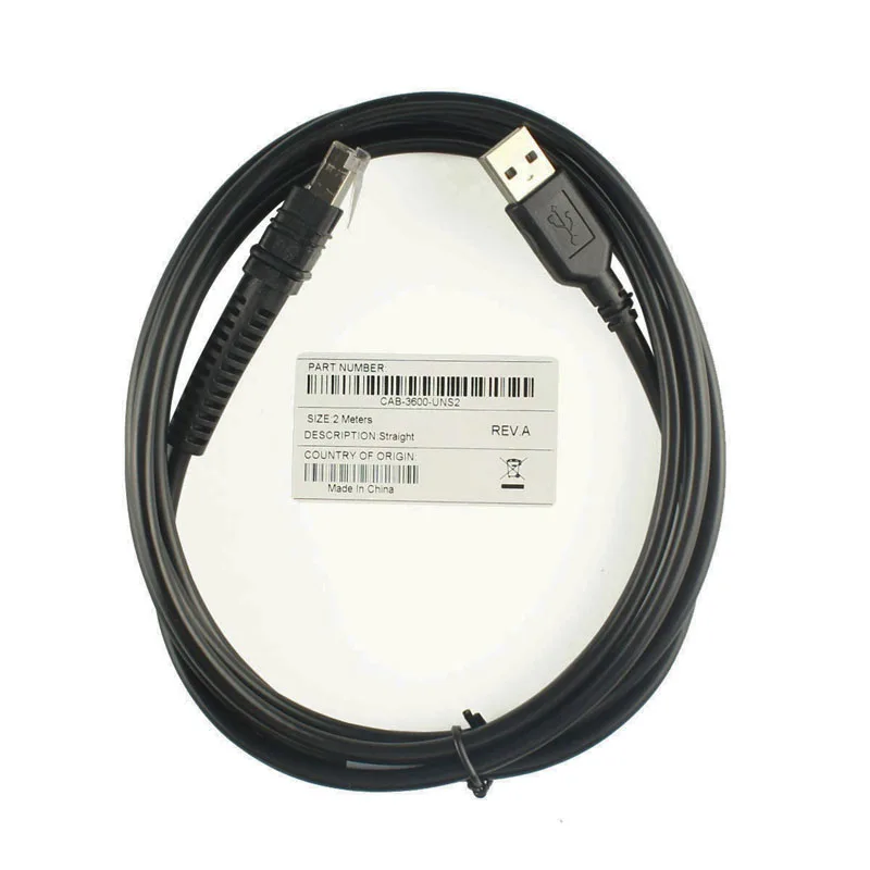 5pcs New Scanner USB 2M Straight Data Cable For Zebra LI3608 LI3678 DS3608 DS3678 Barcode Scanners Cable