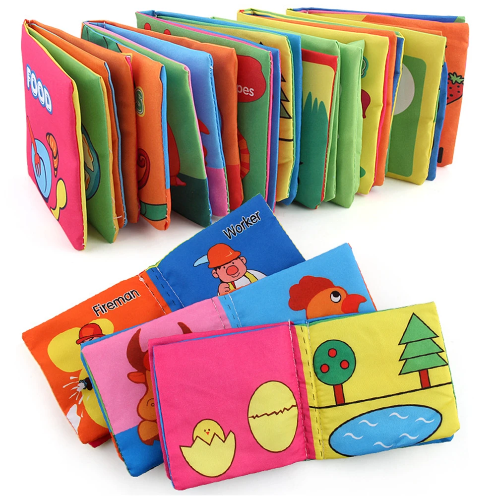 Soft Cloth Books Rustle Sound Infant Books Baby Books Quiet Books Educational Stroller Rattle Toys for Newborn Baby 0-12 month