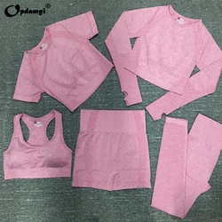 Women's Sportswear Yoga Set Shorts Workout Clothes Athletic Wear Gym Legging Seamless Fitness Bra Crop Top Long Sleeve Yoga Suit