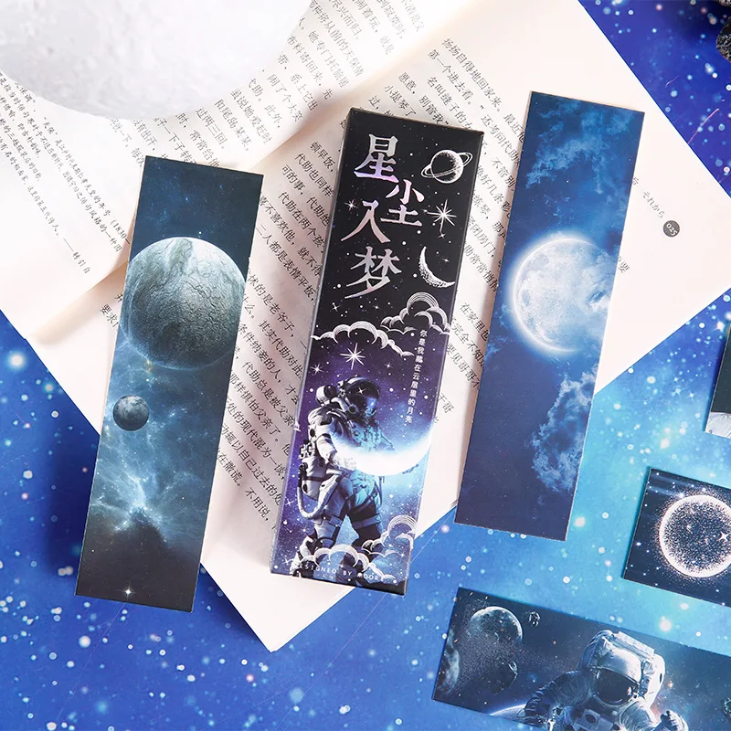 30 Pcs/Set Stardust Into a Dream Series Paper Bookmark Creative Space Astronaut INS Style Page Markers Gift Stationery