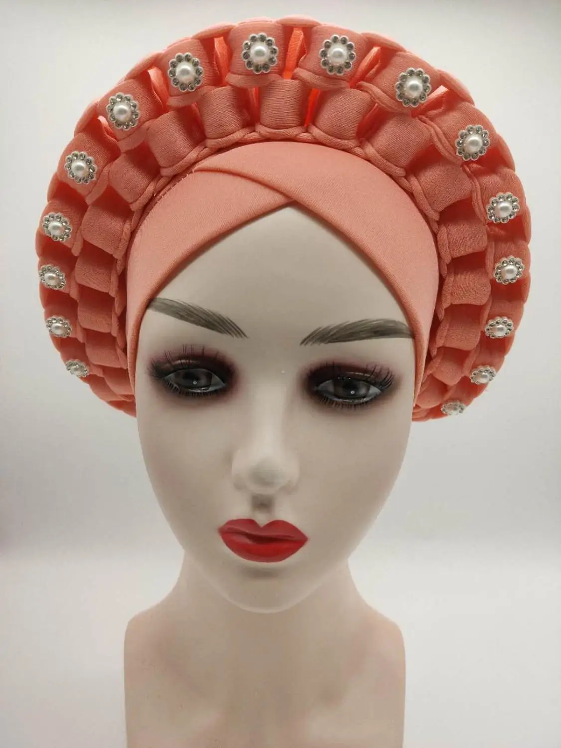 Fashion African Turban Caps for Women Headdress Bonnet Nigerian Wedding Gele Ready to Wear Autogele Head Wraps