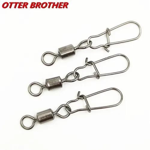 Imagen 2 del producto Pin de conector de Pesca de acero inoxidable, rodamiento giratorio, tamaño 3 #-12 #, alfileres a presión, accesorios de aparejos de Pesca de carpa, 30 piezas