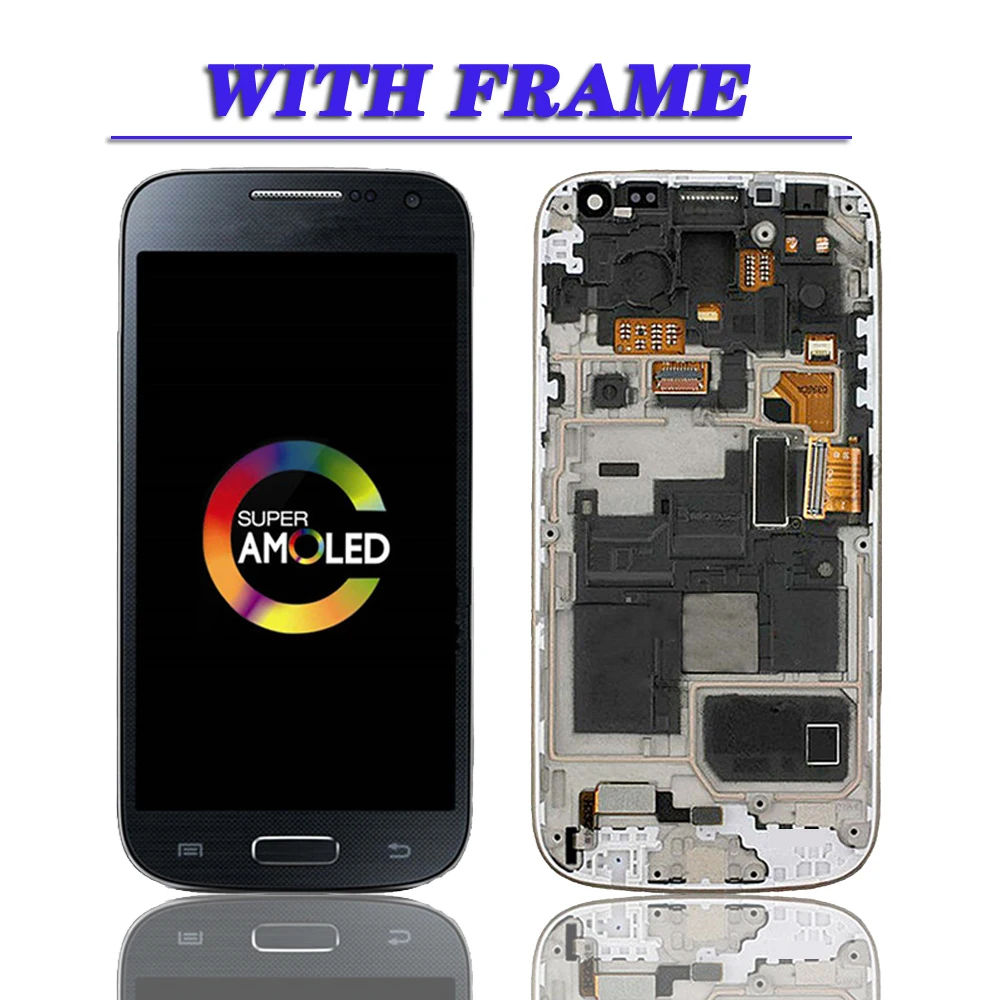 New For SAMSUNG S4 Mini Display For Samsung  S4 mini I9190 Display GT i9192 i9195 LCD Digitizer Touch Screen with Frame