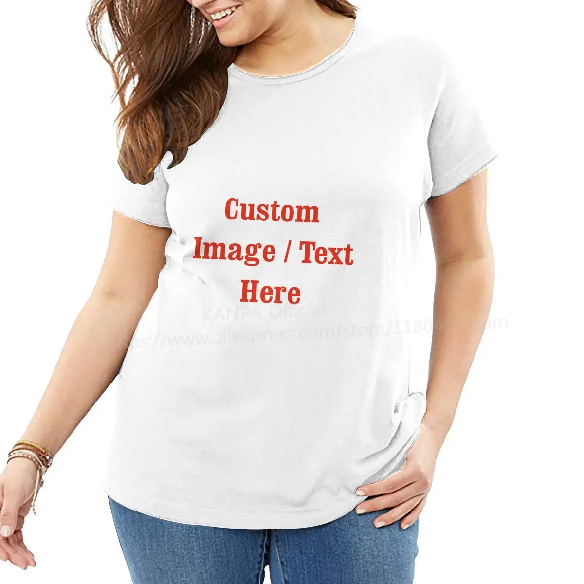 

White DIY T Shirts Custom Your Image Photo Text Women T Shirts Plus Size Ladies Oversize Shirts 6XL 5XL Big Woman Top Tees 2023