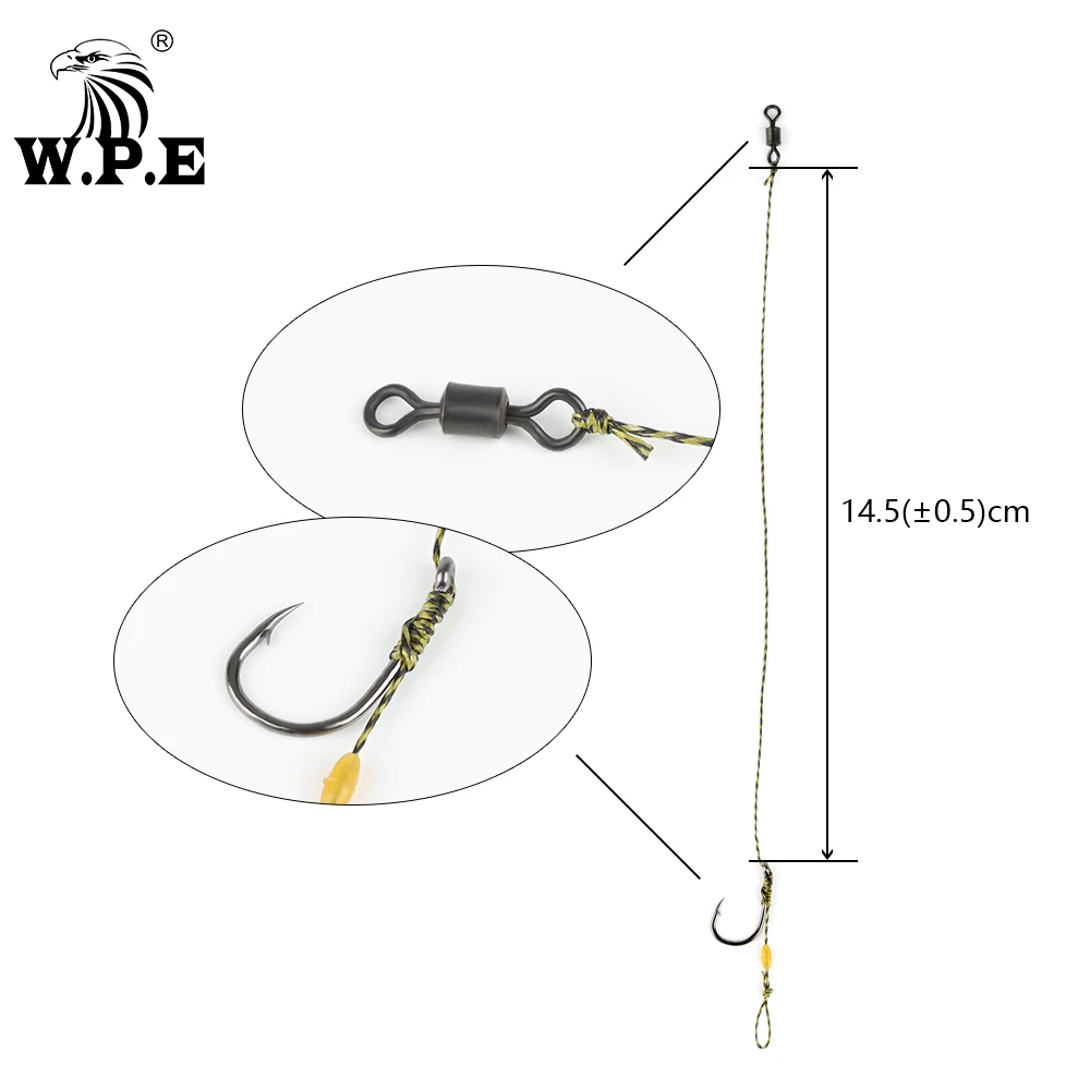 W.P.E Carp Fishing Hair Rig 3Pcs/1Set 4#/6# Ready Made Hook with Boilie Stoppers Carp Fishing Line Group Fish Tackle