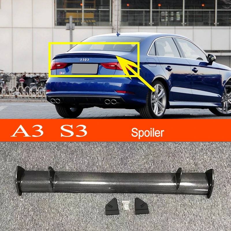 

A3 S3 Carbon Fiber / FRP GT-style Car-styling Sporty Rear Trunk Wing Spoiler for Audi Sedan 4-Door A3 S3