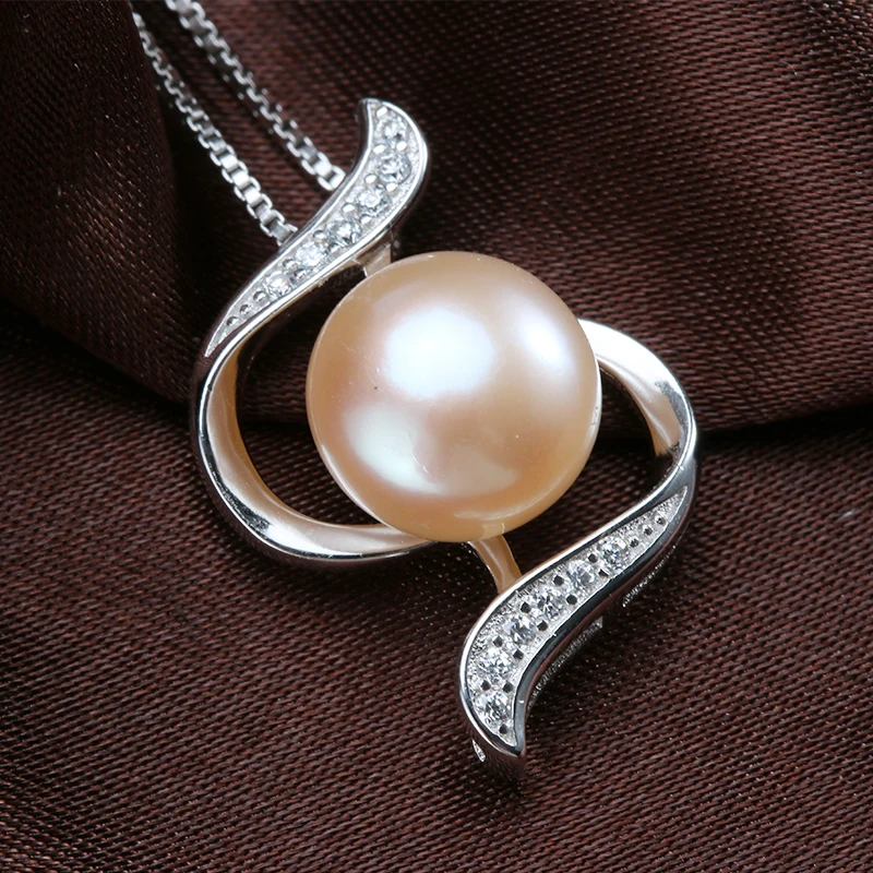 HENGSHENG AAAA Quality Genuine Freshwater Pearl Bread Round 925 Silver Zircon Pendant Necklace Trendy Wedding Jewelry For Bridal