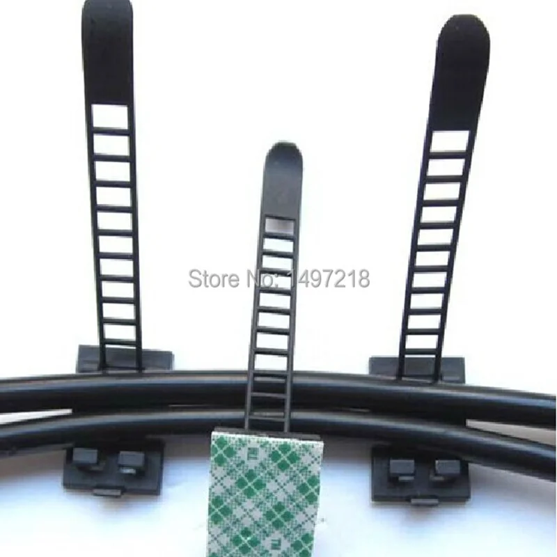 10-100 PCS CL-1 Bianco e Nero 3 M Adesivo di Plastica Cavo Pinze Morsetto per Filo Cravatte Regolabile Cavo cravatta Fix Supporto Pinze