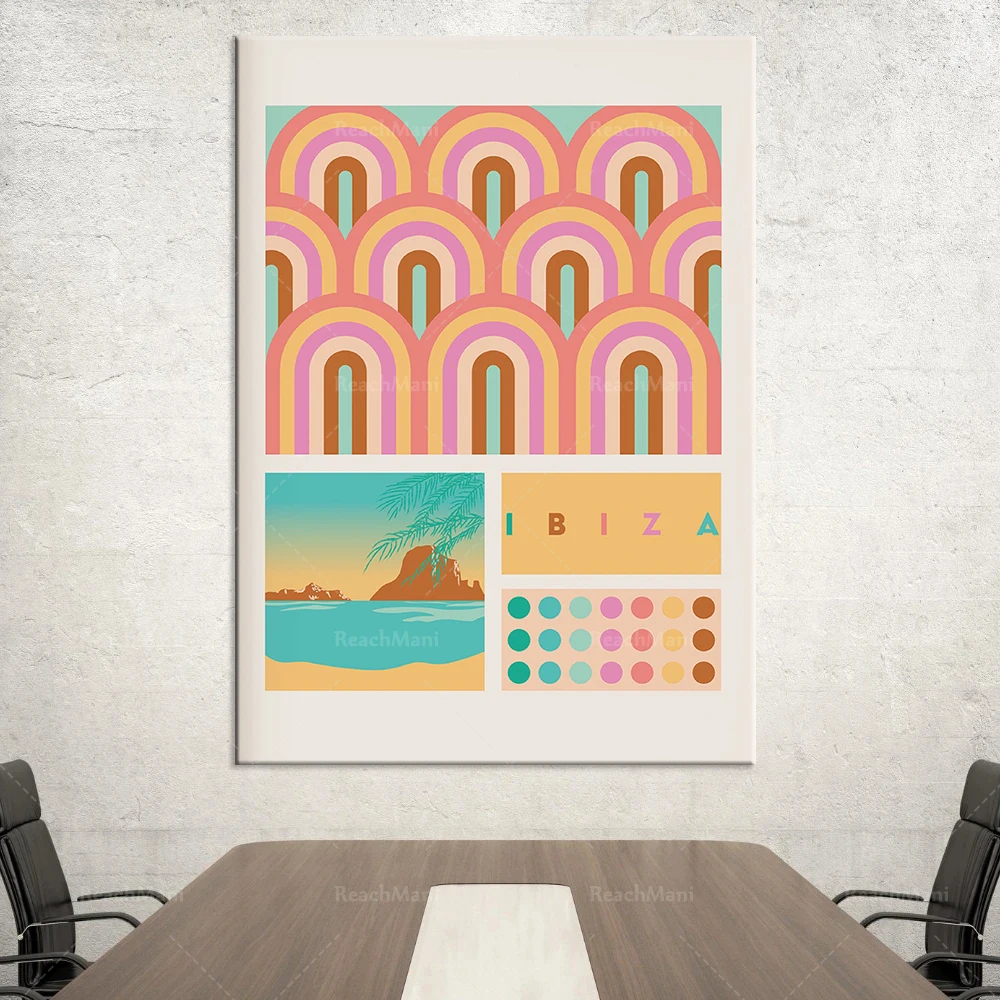 Ibiza printed wall art, urban art posters, retro abstract Ibiza posters, new home decoration unique gift posters