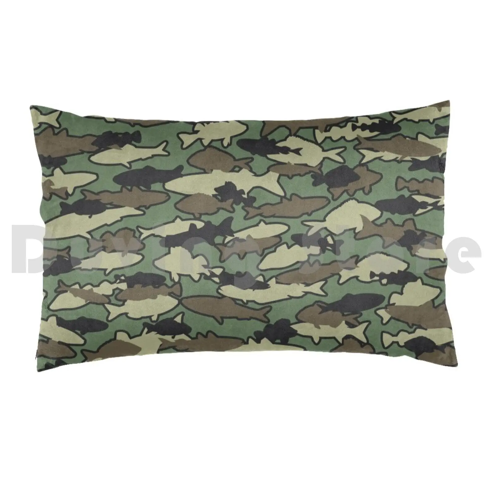 Fish Camo Jungle Pillow Case Printed 50x75 Fish Fishing Angling Angler Hunt Hunter Pattern Camo Camouflage