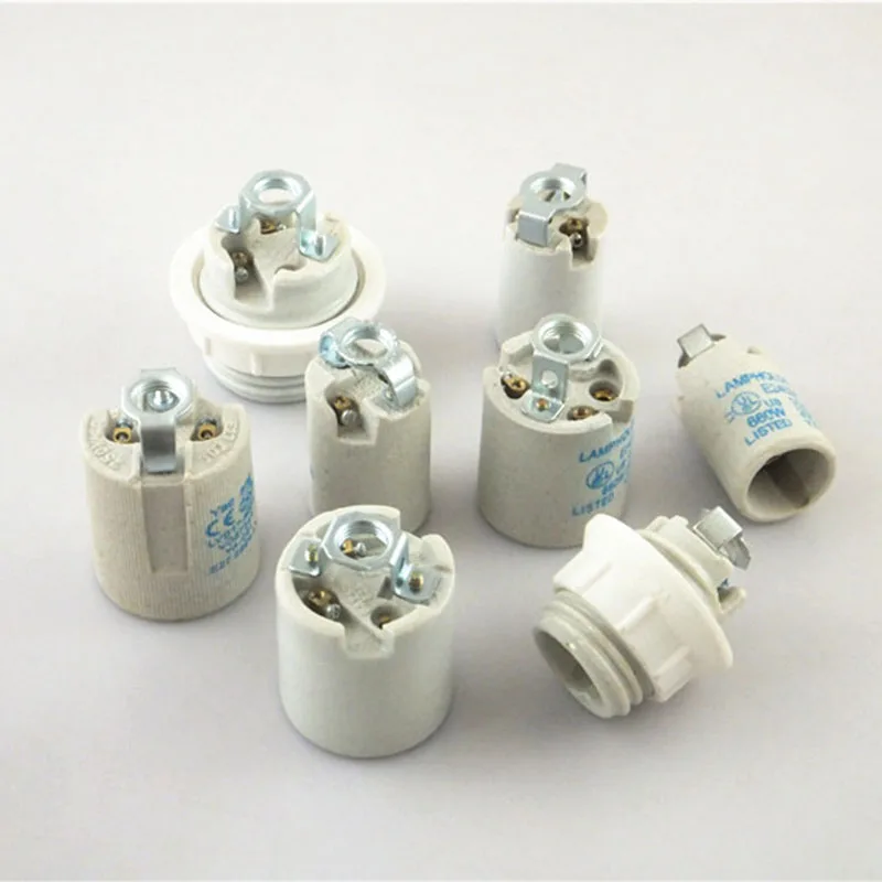 

6pcs E14 E27 Ceramic Lamp Holder Light Socket Base Accessory Screw Cap Adapter Converter For Vintage Edison Bulb Lamp