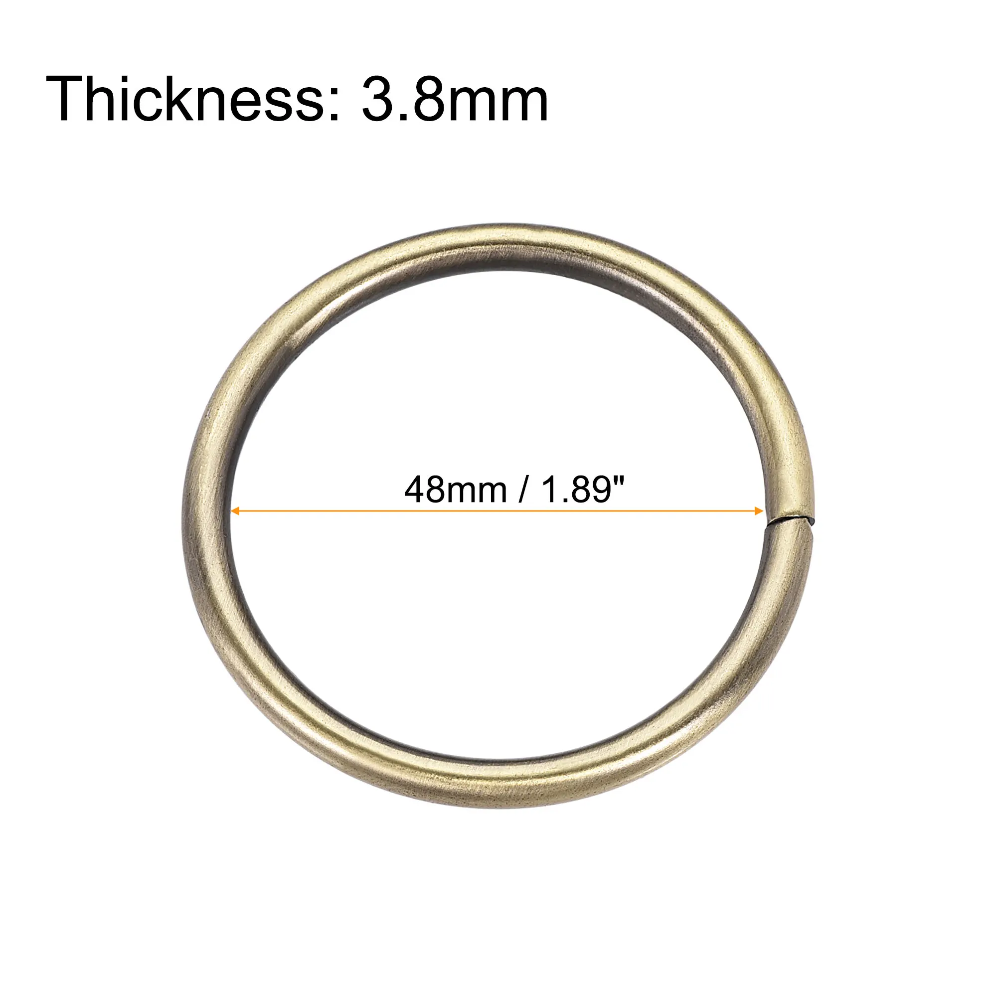 Uxcell โลหะ O แหวน48มม.(1.89 ") ID ความหนา4.8มม.แหวนเหล็กสำหรับฮาร์ดแวร์ DIY อุปกรณ์เสริม Bronze Tone 6Pcs