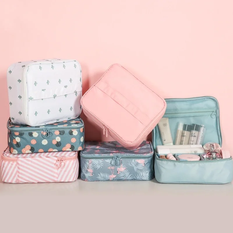 Bolsa de cosméticos portátil para mujer, bolsa de aseo de gran capacidad, impermeable, bolsa de almacenamiento de cosméticos de viaje, productos para el cuidado de la piel cosm