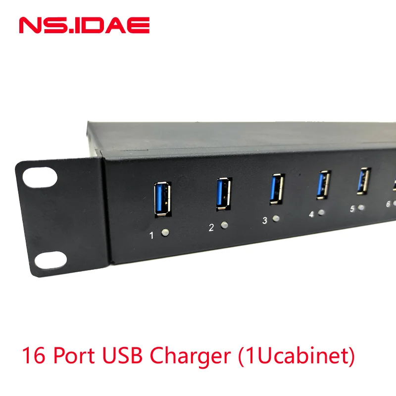 16 Ports USB 1U cabinet Charger Power Adapter Wall Fast Charging Dock Station 200W for Apple iPhone iPad Samsung Huawei Smartpho