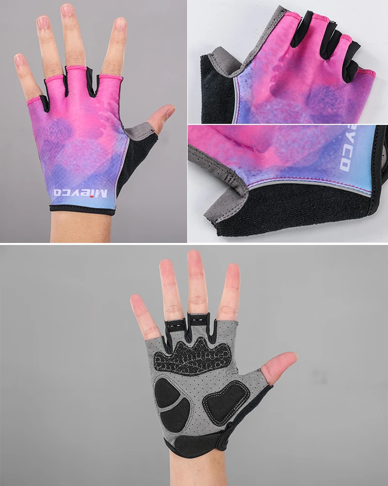 Radfahren Anti-slip Halbe Finger Handschuhe MTB Fahrrad Handschuhe Pad Männer Frauen Atmungsaktive Anti-shock Sport Handschuhe – Detail 10