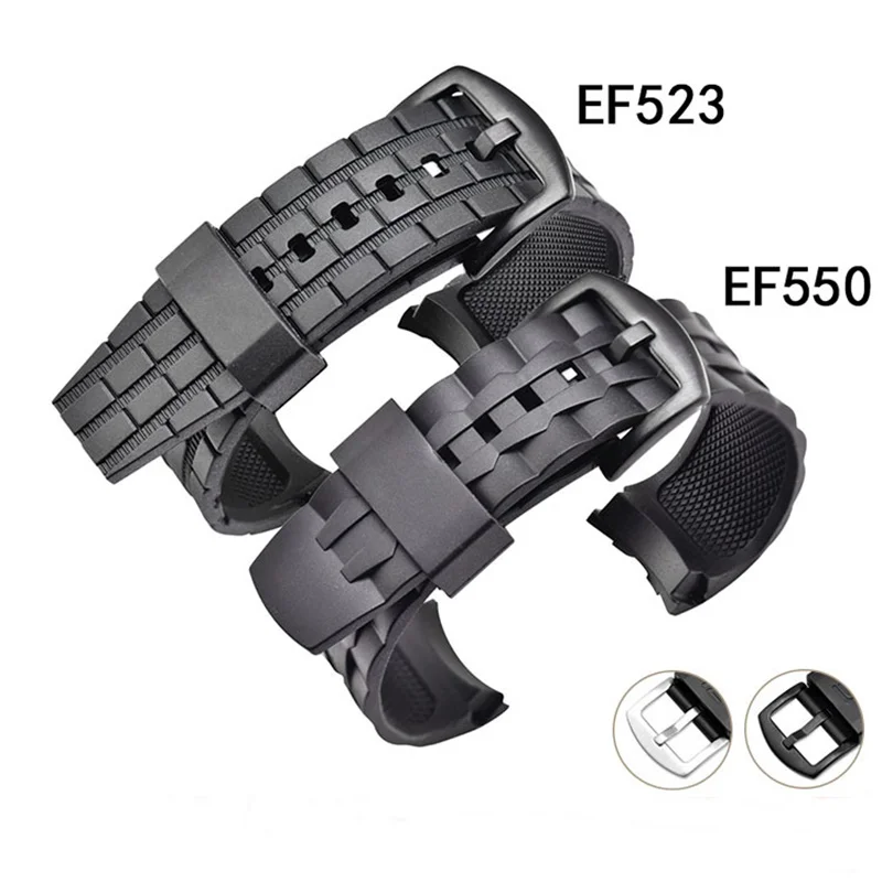 for Casio Edifice Series Strap EF-550/EF523 Rubber Watch Straps for Casio EF550 Diving Sport Watchband Wristband Bracelet