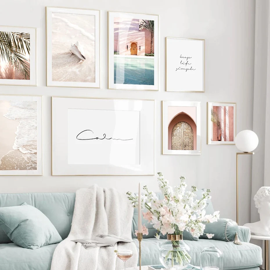 

Trendy Morocco Door Swimming Pool Beach Landscape Posters Canvas Painting Wall Art Print Picture Living Room Interior Home Decor