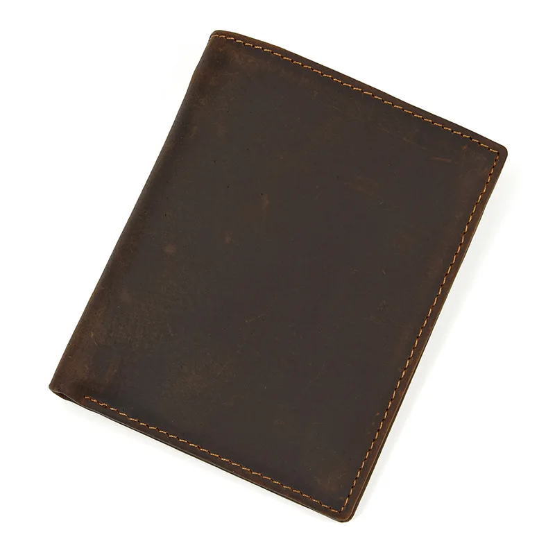 Dobry skórzany krótki portfel męski męski mały Crazy Horse skórzana torebka w stylu vintage wąskie portfele hurtownia portfeli Bifold Drop shipping — zdjęcie 3