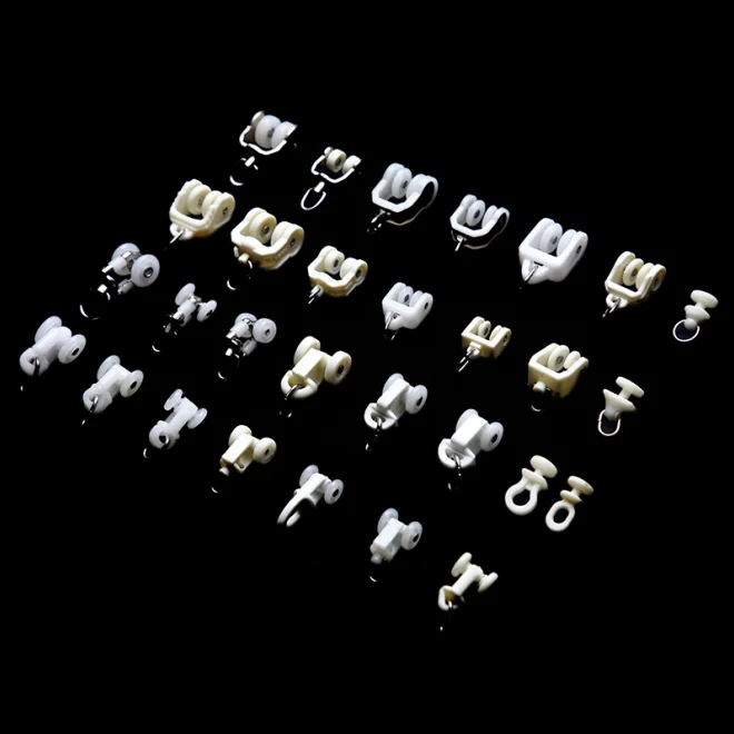 20PCS/Set CurtainTrack Pulley Straight Rail Curved Rail Guide Pulley Accessories Roller Vintage Hook Ring Rail Track