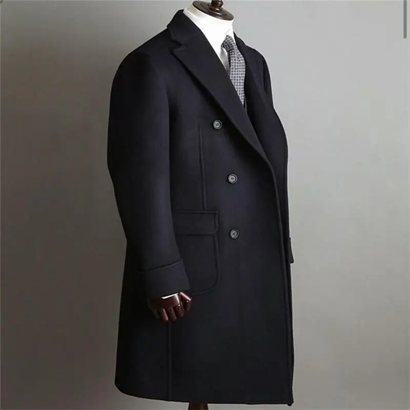 Classic Custom Made Winter Solid Windbreaker Jacket 2022 New Men Coat Fashion Long Trench Coats Lapel Business Overcoat