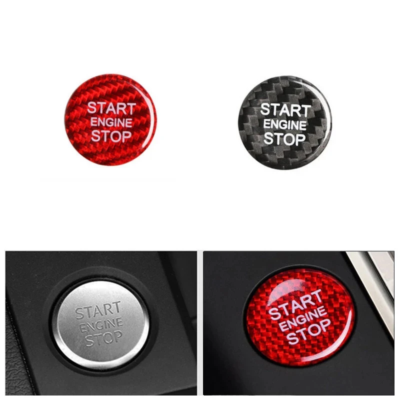 For Audi A4 A5 A6 C7 A7 Q3 Q5 Q7 Carbon Fiber Car Engine Start Stop Button Sticker Cover Trim