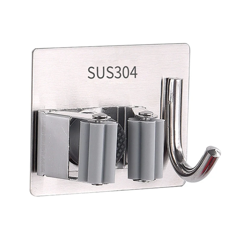 Bấm Lỗ Giá Rẻ Inox Treo Tường Cây Lau Nhà Clip Giá Treo Chổi Lau Nhà Đa Năng Bảo Quản Móc Phụ Kiện Phòng Tắm