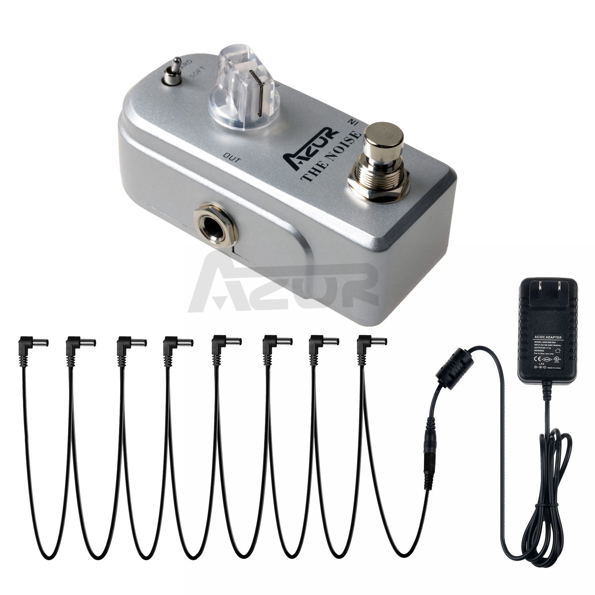 

AZOR AP-307 Noise Guitar Effect Pedal Mini Pedal Ture Bypass and 9V 1A Adapter and 8 Heads Guitar Cable Guitar Accessories