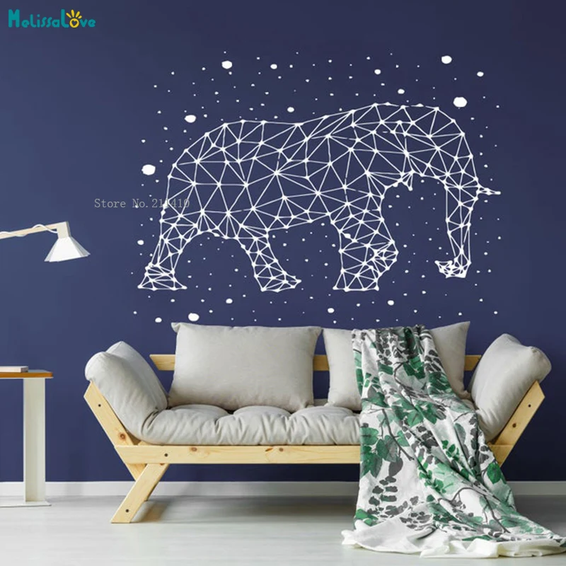 Elephant Stars Constellation Wall Decals Vast Universe Animal Stars Sky Home Decor Living Room Vinyl Poster Removable YT3649