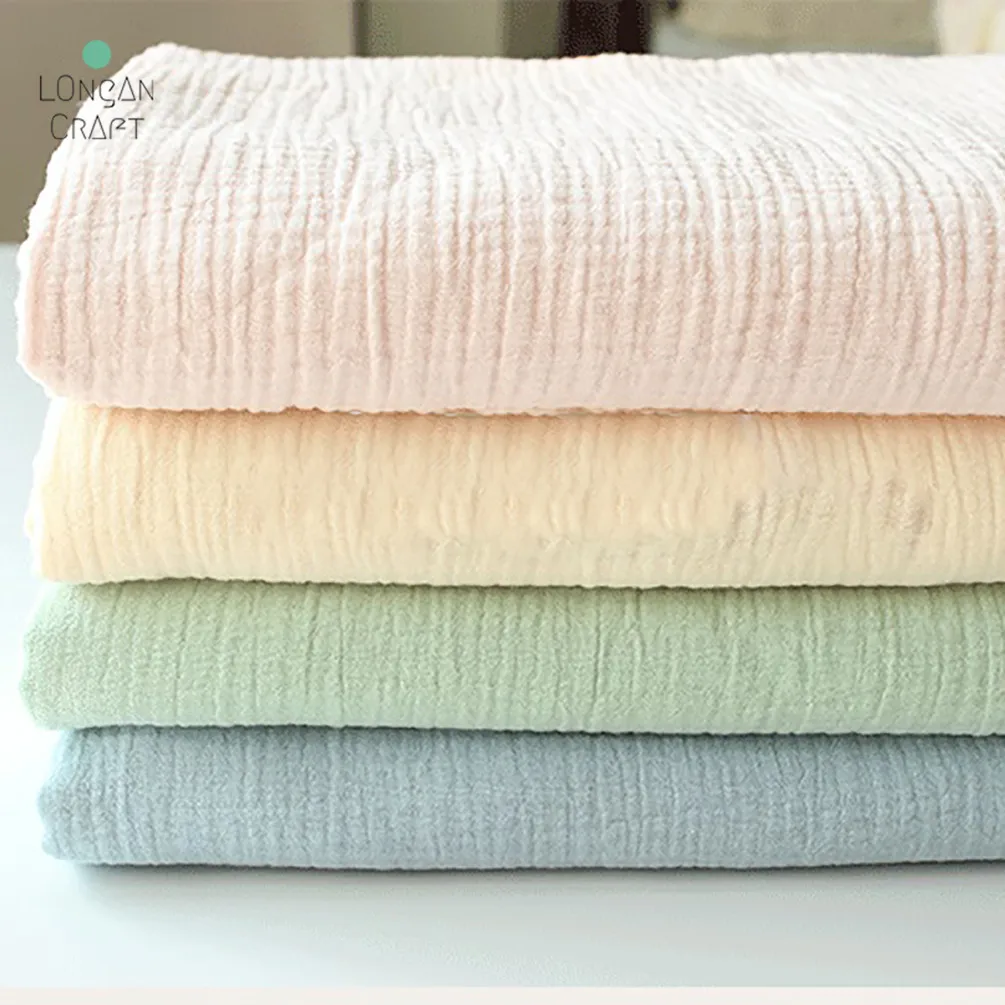 Longan Craft Supplies 50*135cm Double Gauze 100% Cotton Fabric For Baby Clothes / Sleepwear / Shirts / Skirts