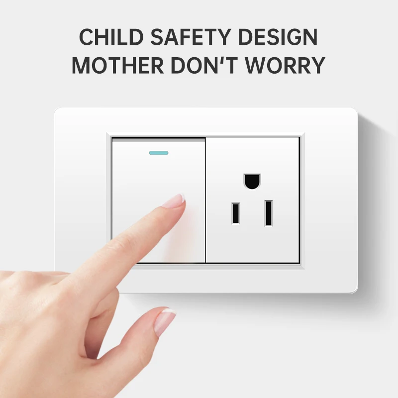 PSSRISE US Standard Wall Switch Socket White PC Panel DIY Multifunctional Switch Power Outlet USB Combination 118mm*72mm