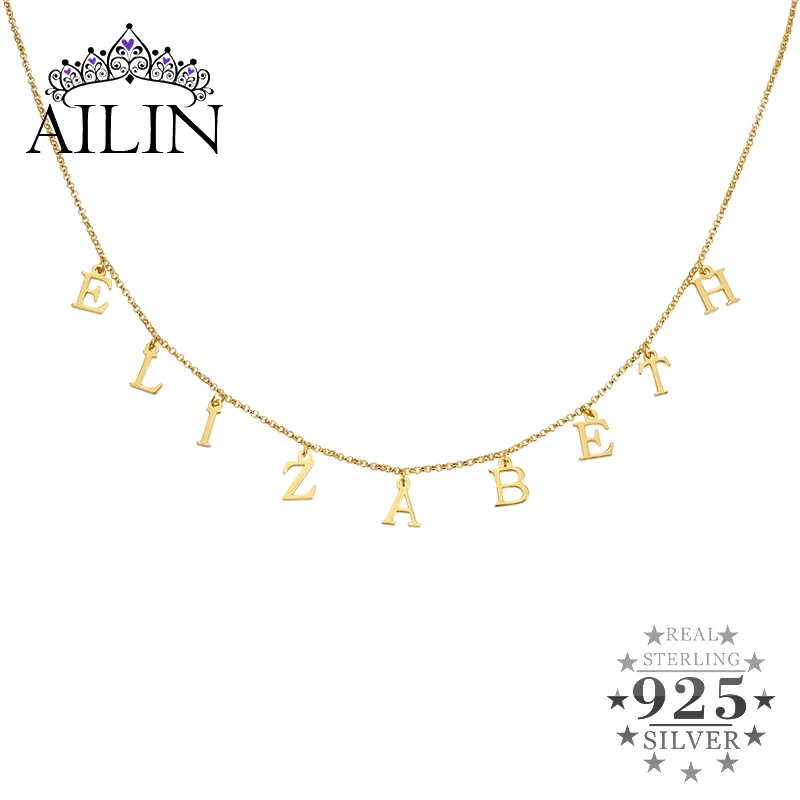 

AILIN Silver 925 Initial Letter Necklace Women 18K Plated Custom Name Choker Necklace Girlfriends Mother Chain Jewelry Gifts Box