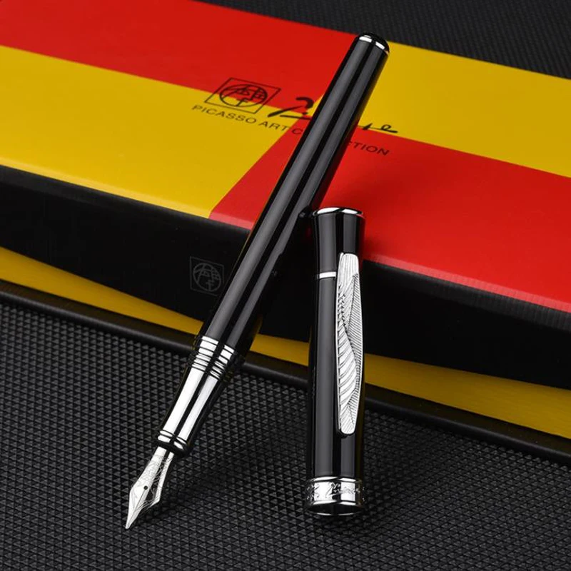 

Picasso 607 Brand New Fountain Pen Fine Nib Silver Trim Collection Writing Gift Pen Retro Style Leaf Pattern Clip