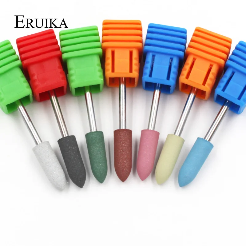 ERUIKA 1PC Long Bullet Head Nail Drill Rubber Silicon Material Bits Nail Buffer Machine For Manicure Nail Art Accessories