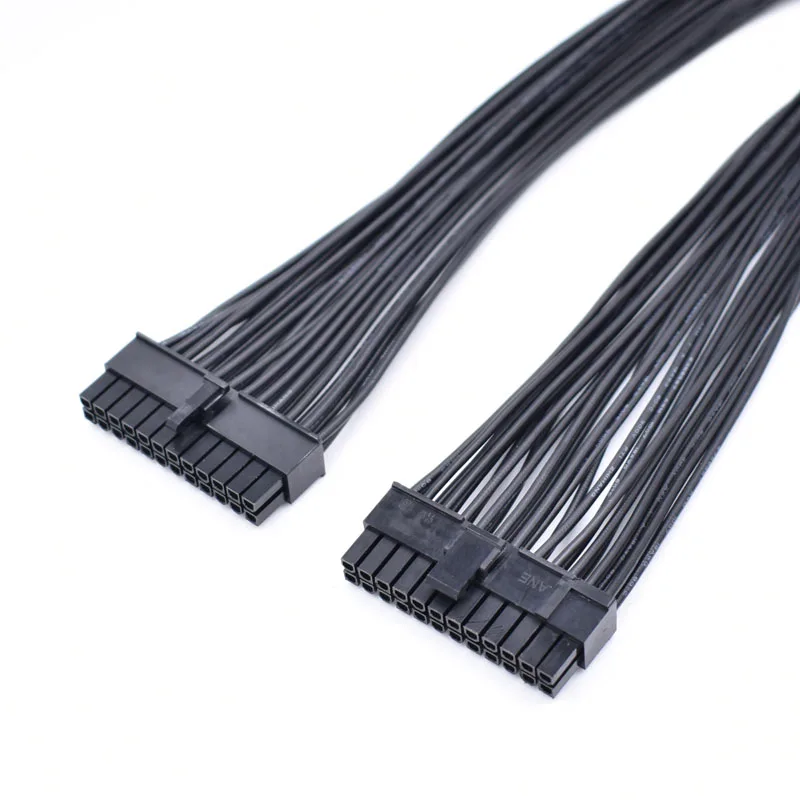 Through 24 Pin motherboard power extension cable features one male and one male 24 Pin ATX connector