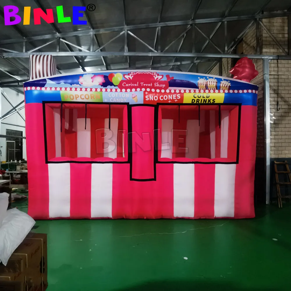 In Stock 4m Outdoor Business Inflatable Concession Stand With 2 Windows,Fun Foods Booth,Icecream Carnival Treat Shop For Sale