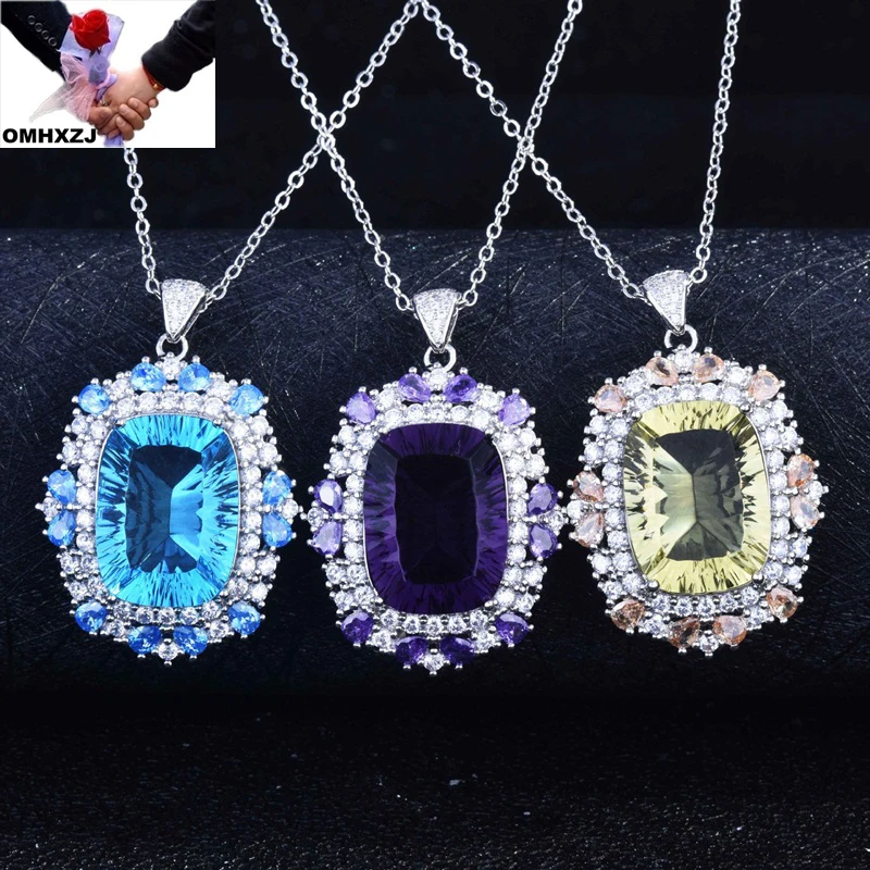 

OMHXZJ Wholesale CA585 European Fashion Woman Party Birthday Wedding Gift Shiny Zircon 18KT White Gold Pendant Charm NO CHAIN