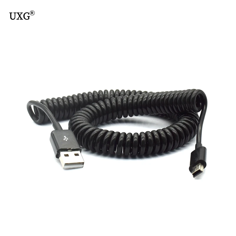 

USB 2.0 To Mini USB Cables Mini USB Coiled Spiral Spring Data Charging Adapter Cable 50cm/0.5m 200cm/2m