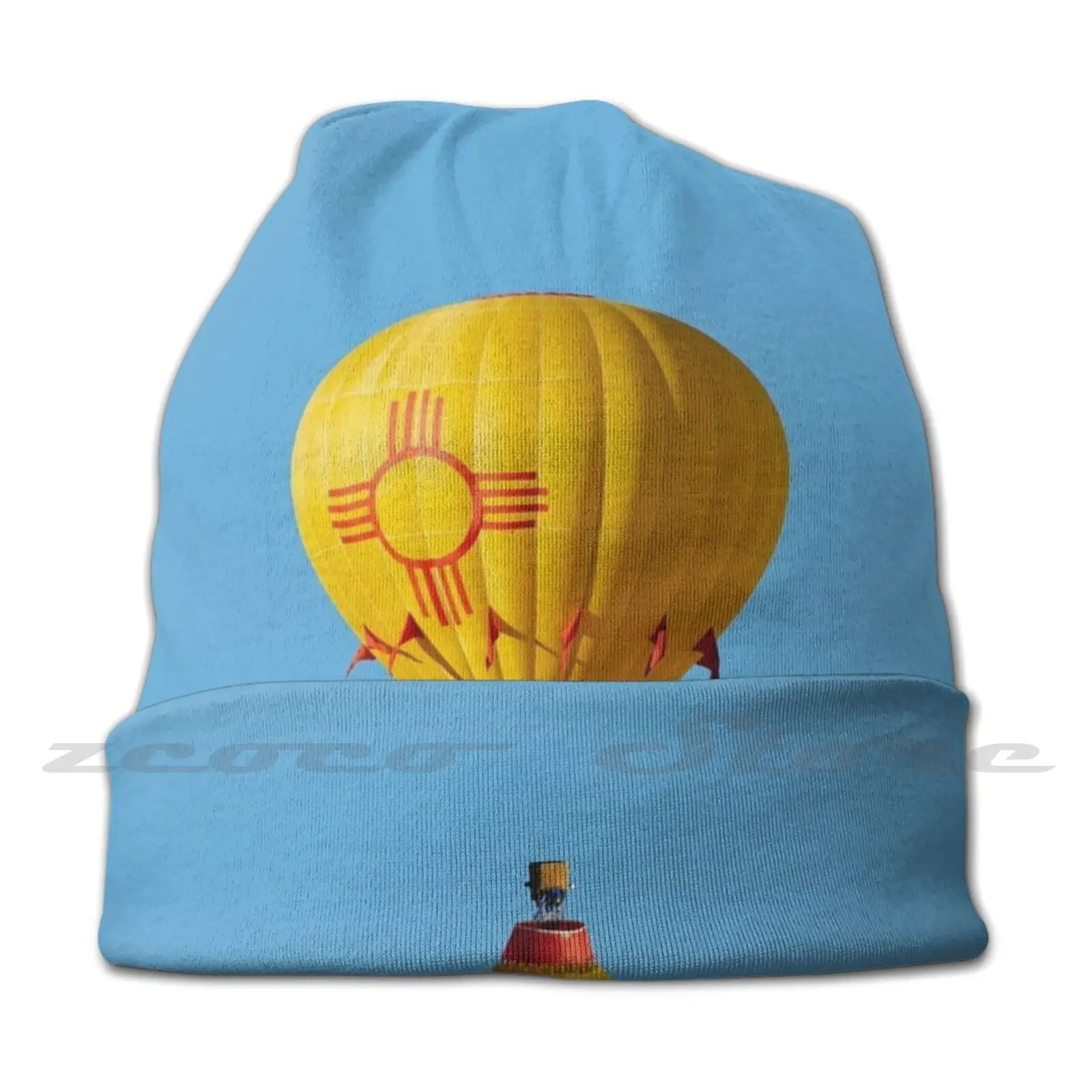 New Mexico Zia Symbol Hot Air Balloon Adult Kids Knit Hat Hedging Cap Outdoor Sports Breathable Albuquerque Southwest Balloon