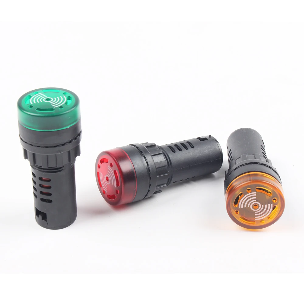 1pc 12V 24V 220V 22 ミリメートルフラッシュシグナルライトカラフルな AD16-22SM 赤色 Led アクティブブザー音アラームインジケータ赤緑黄