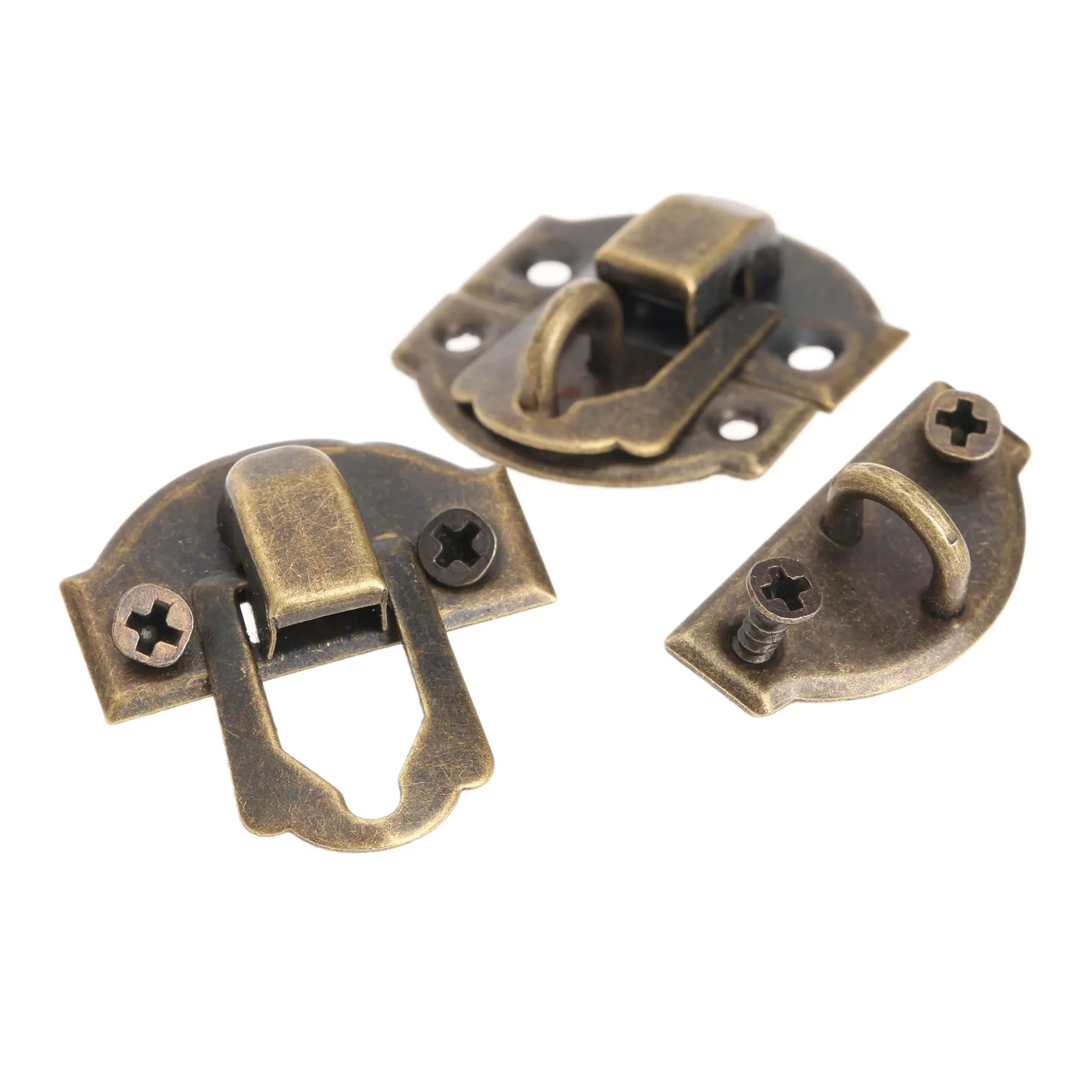 12pçs trava de ferro de bronze antigo, trava de fecho com fecho de ferro, joias decorativas, caixa de madeira de vinho, fivela de móveis para casa com parafuso de 27x29mm