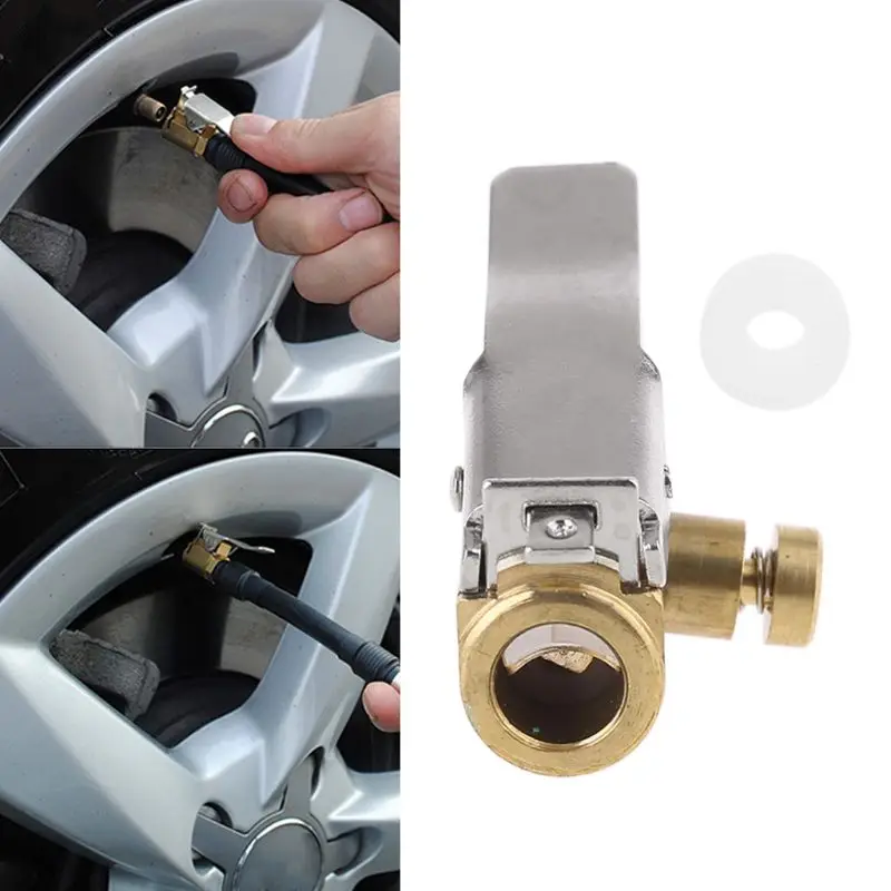 Brass Tire Inflator Lock on Air Chuck Air Compressor Pump Fine Thread Deflation Portable tire inflator tire Chuck Hose