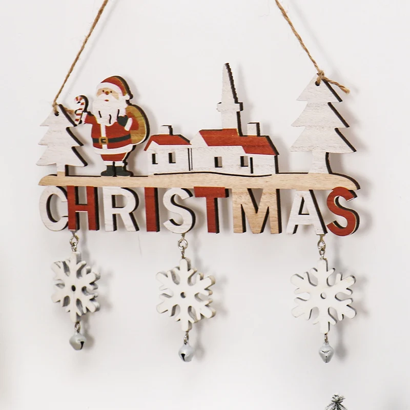 Wooden Christmas Door Hanging Oranments Wall Xmas Dec Merry Christmas Decor For Home 2021 Happy New Year Naviidad Door Pendants