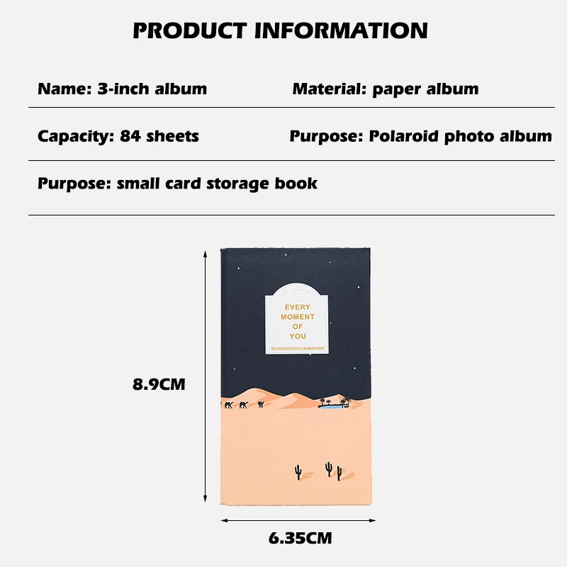 3-inch Photo Album Polaroid Photo Album 84 Capacity Cartoon Photo Album Tourism Photography Insert Small Card Album