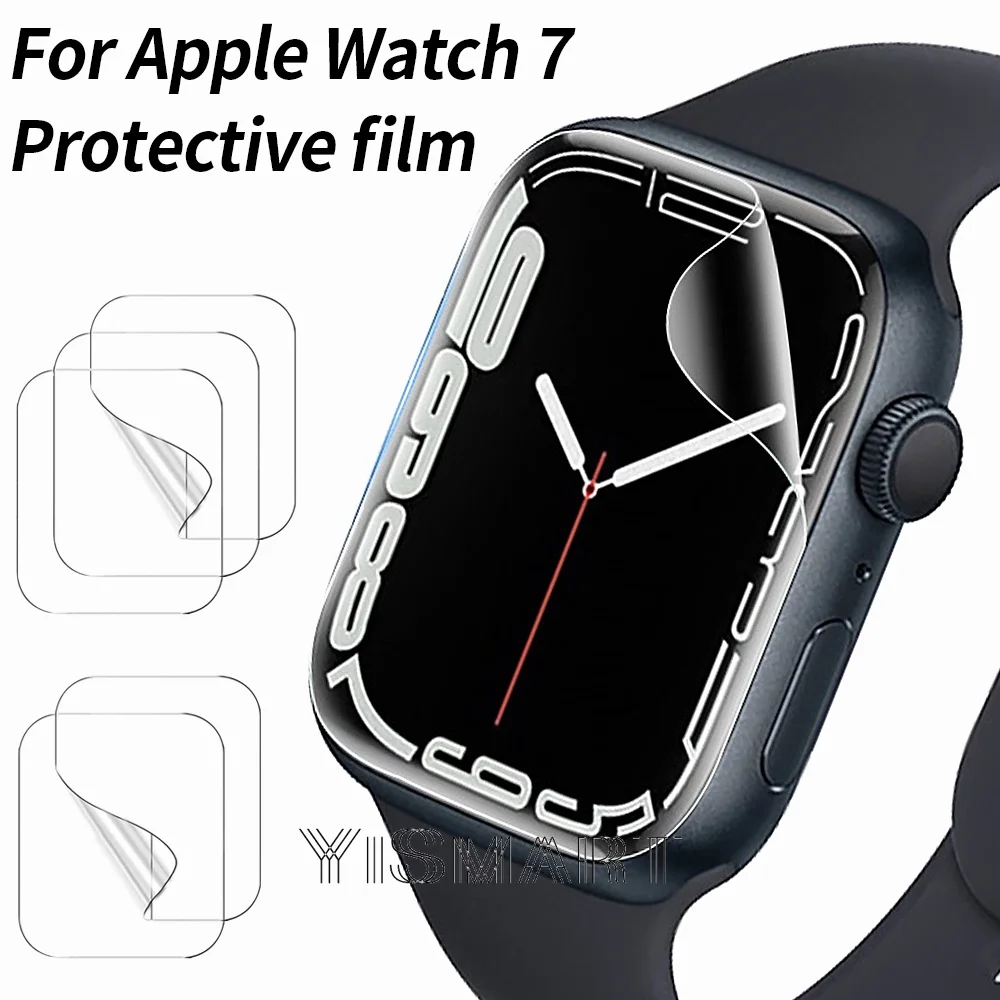 Pelindung Layar Penuh Bening untuk Apple Watch 7 45MM 41MM Film Pelindung TPU Lembut untuk IWatch Seri 7 Bukan Kaca