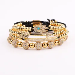 JARAVVI High Quality New Stainless Steel Beads Luxury CZ Blue Hand Arrow Charm Women Men Bracelet Bangle Jewelry Gift