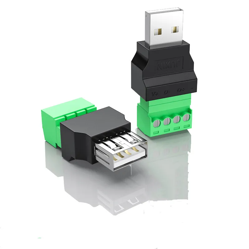 1Pc 4Pin USB 2.0 Type A Male/Female to Screw Connector USB Jack USB Plug with Shield Connector USB2.0 to Screw Terminal Plug