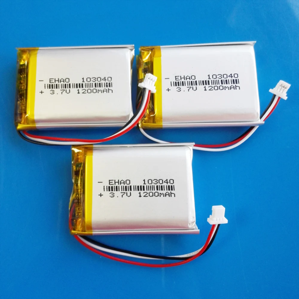 3.7V 1200mAh polimerowa akumulator litowy Lipo + JST 1.0mm 3pin wtyczka do MP3 GPS DVD rejestrator zestaw słuchawkowy 103040