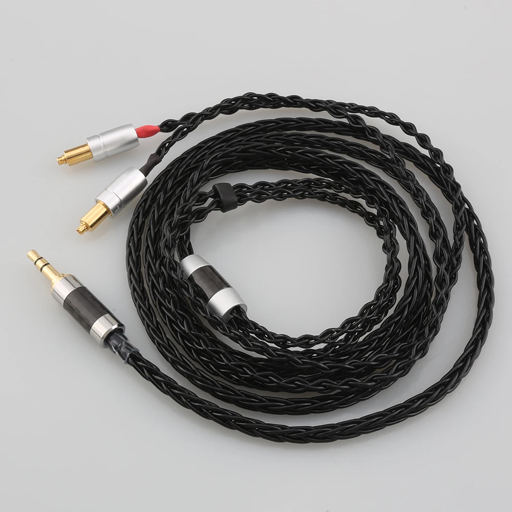 Audiocrast 8 Core 7N OCC Black Braided 3.5mm 4.4mm XLR 4 pin male Earphone Cable For Shure SRH1540 SRH1840 SRH1440 Headphone